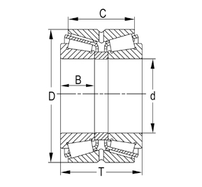 Dwy-rhes dwyn rholer taprog